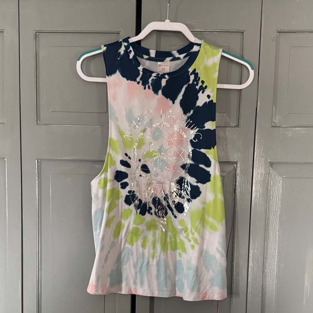 No Boundaries Tie-Dye Muscle Tee with Dreamcatcher